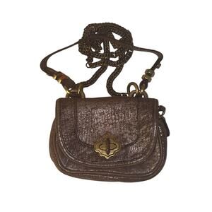 Oryany Leather Crossbody/Top Handle Handbag Turn Lock Rustic Silver Bag